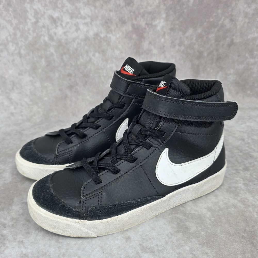 Nike Blazer Mid '77 Shoes Boys Size 2Y Black Leather Sneakers DA4087-002